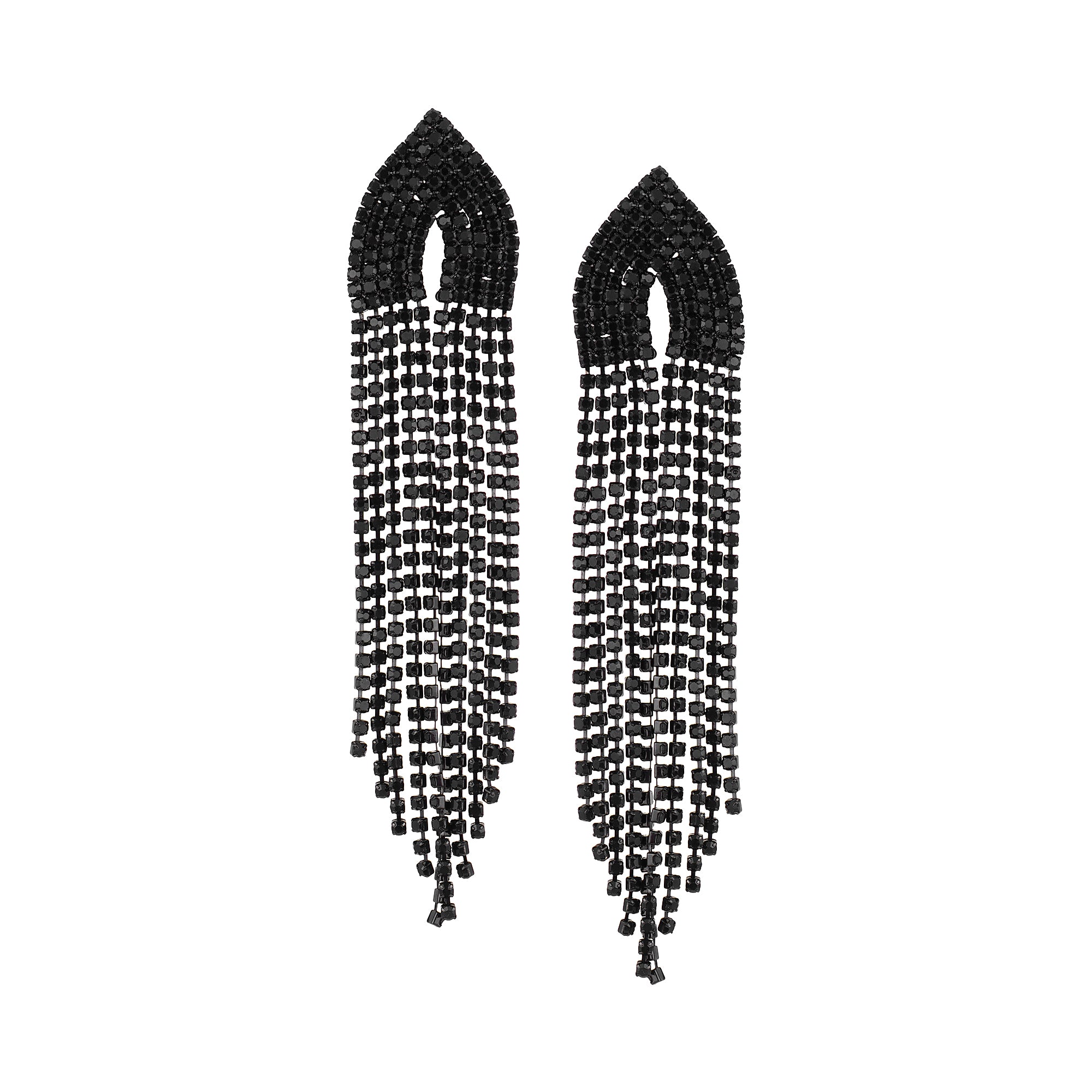 Her Jewels Black Rhinestone Tassel Drop Dangler Earrings for Women & Girls – Chandelier Style