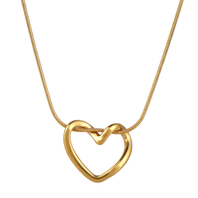 Anti Tarnish Twisted Heart Golden Necklace for Women & Girls