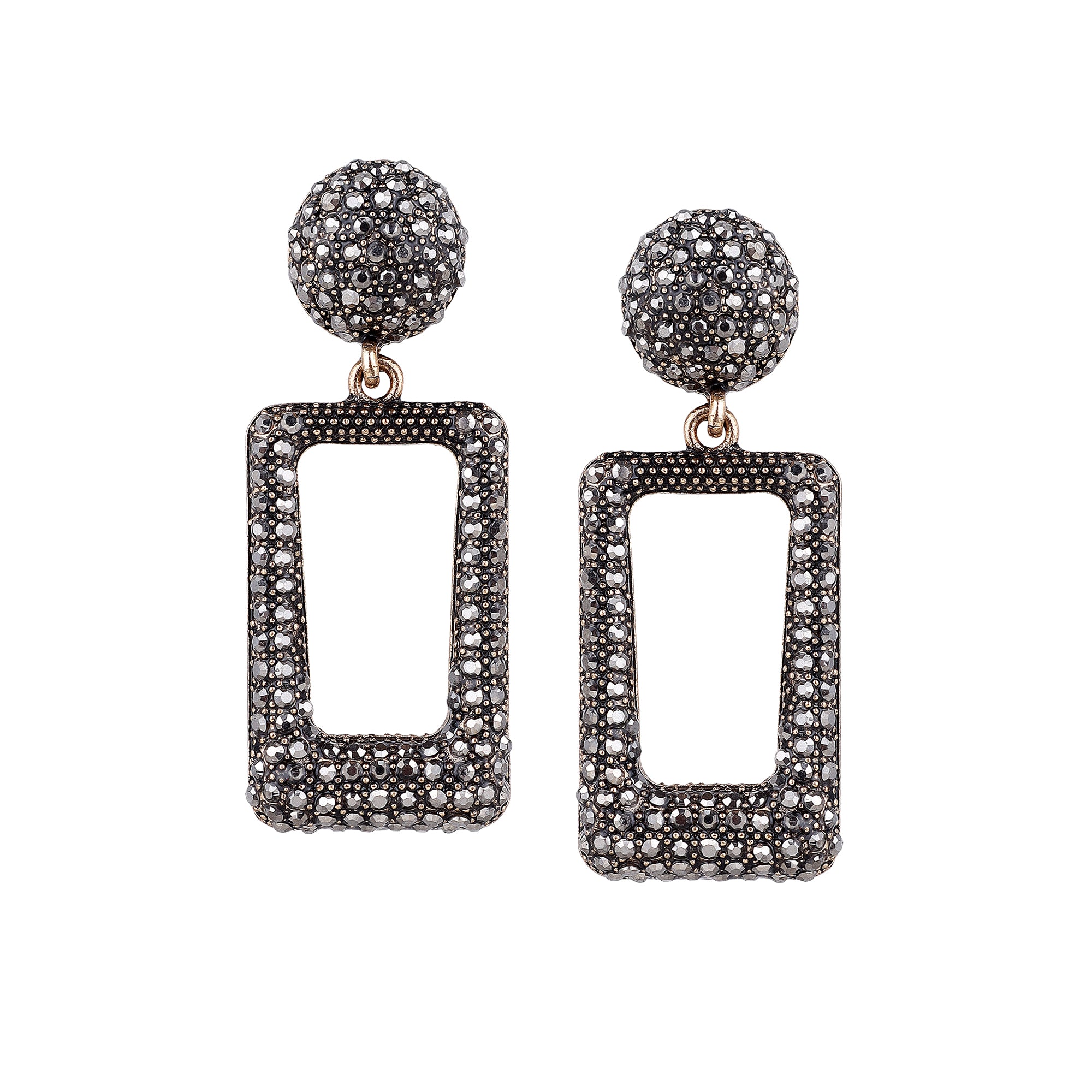 Her Jewels Gold Plated Antique Rectangle Dangler Earrings for Women & Girls – Elegant Hypoallergenic Alloy Jewelry