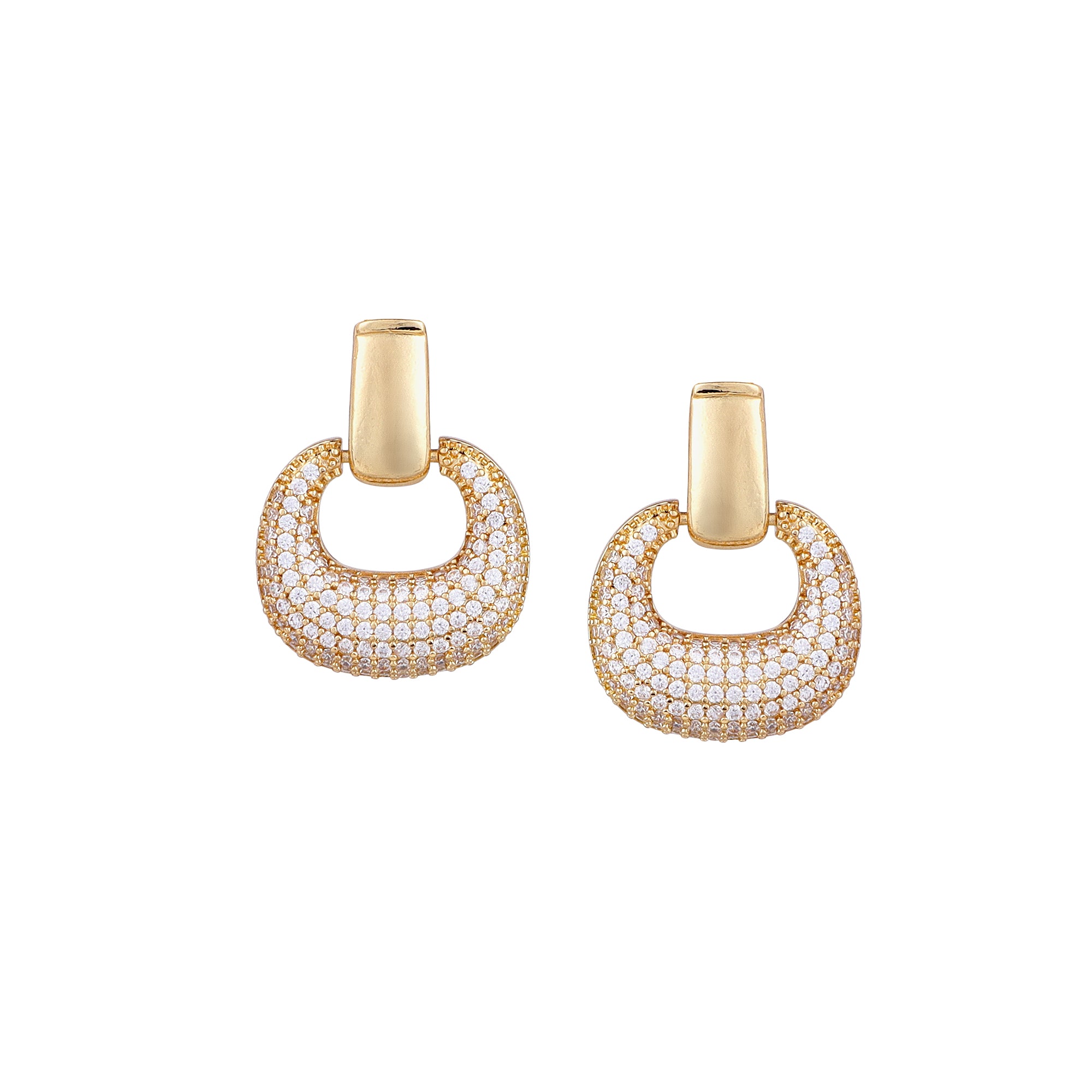 Her Jewels Gold Plated Hoop Earrings for Women & Girls – Sparkling AD & Cubic Zirconia Studded Lightweight Jewelry