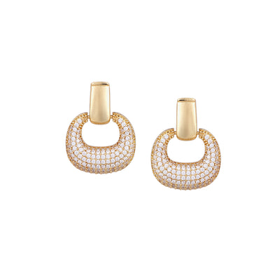Her Jewels Gold Plated Hoop Earrings for Women & Girls – Sparkling AD & Cubic Zirconia Studded Lightweight Jewelry