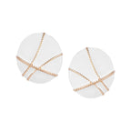 White Gold Geometric Round Earrings