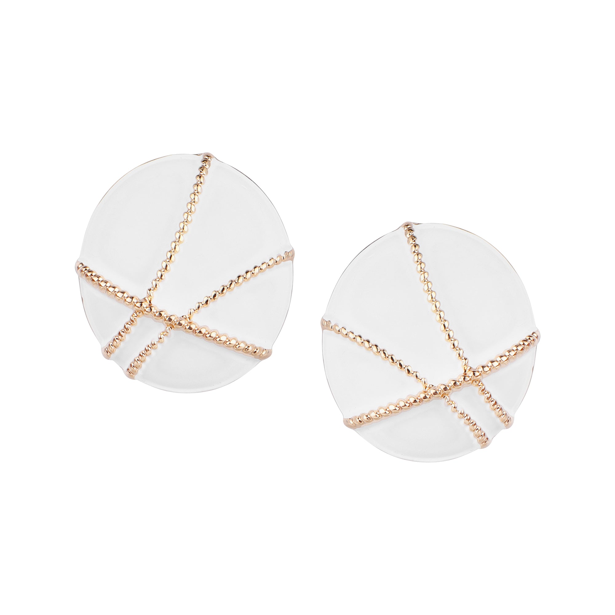 White Gold Geometric Round Earrings