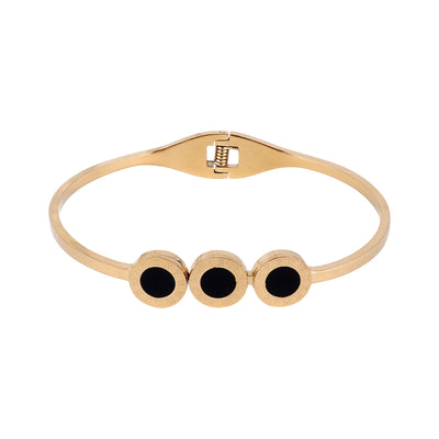 Anti-Tarnish Stainless Steel Roman Numerals Bracelet for Women & Girls – Black & Golden Elegance