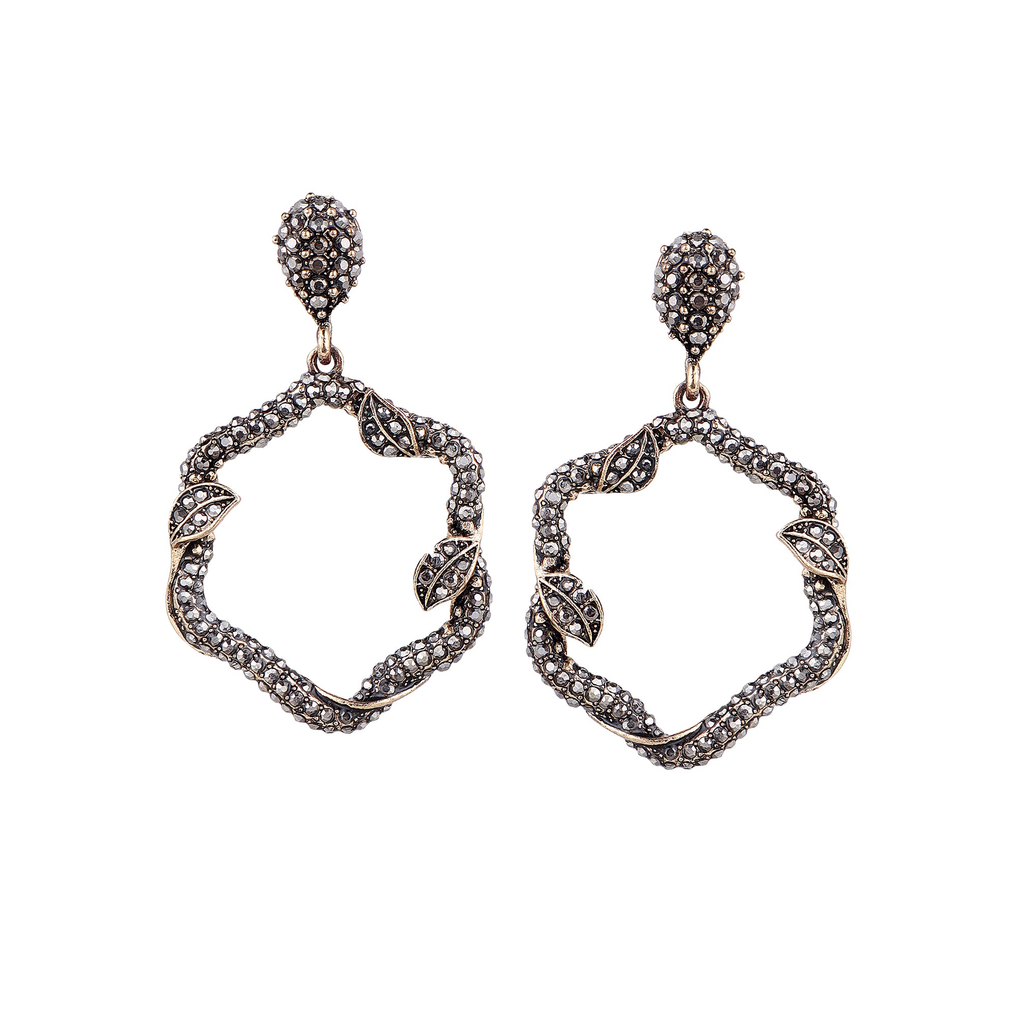 Her Jewels Gold Plated Turkish Leaf Design Dangler Earrings for Women & Girls – Antique Style, Lightweight & Hypoallergenic