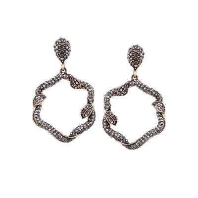 Her Jewels Gold Plated Turkish Leaf Design Dangler Earrings for Women & Girls – Antique Style, Lightweight & Hypoallergenic