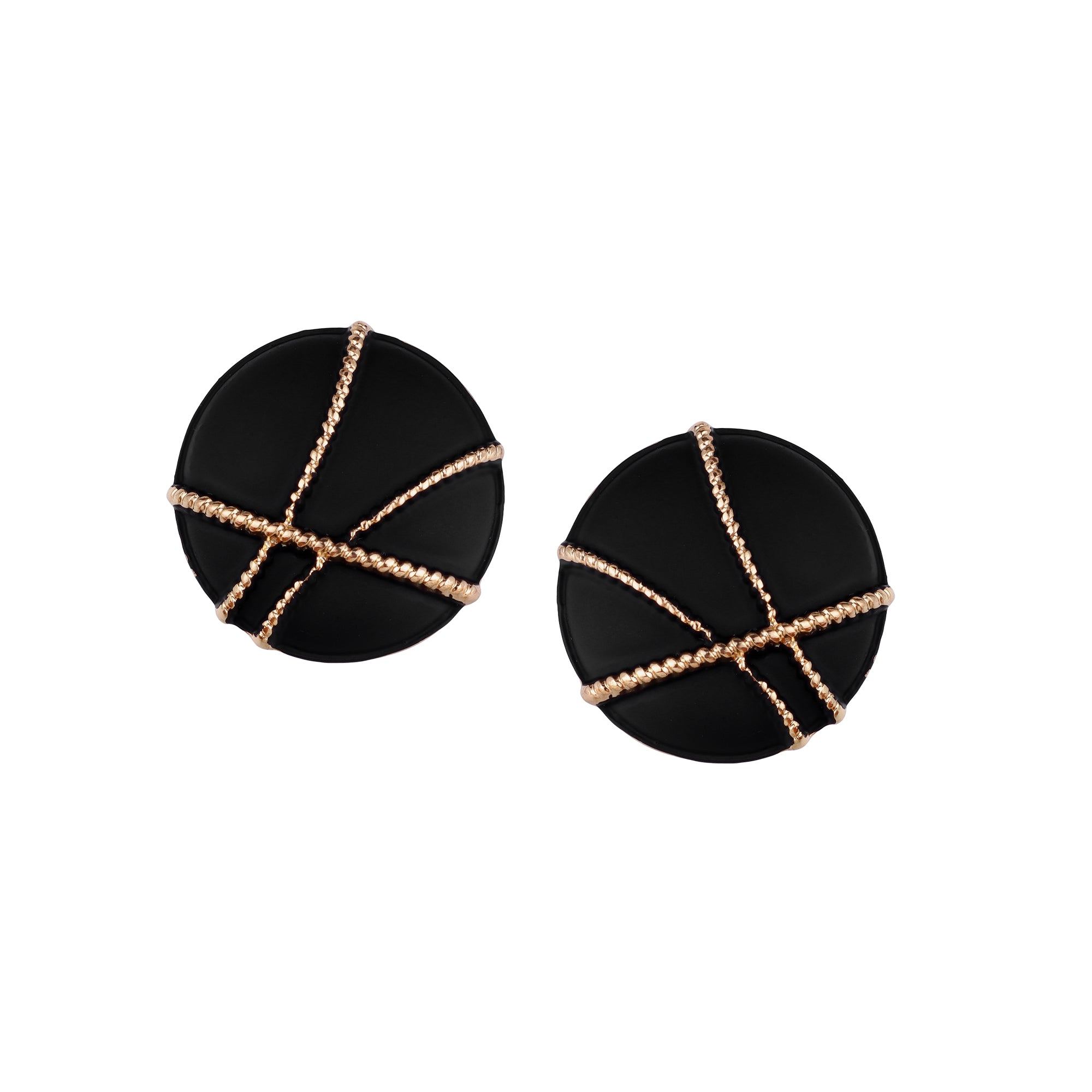 Her Jewels Black & Gold Geometric Round Earrings for Women & Girls – Stylish & Hypoallergenic