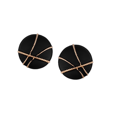 Her Jewels Black & Gold Geometric Round Earrings for Women & Girls – Stylish & Hypoallergenic