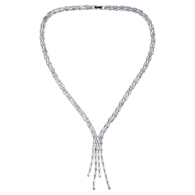Stunning Rhodium Plated Cubic Zirconia Studded Silver Necklace for Women & Girls