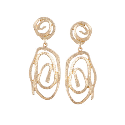 Her Jewels Gold Geometric Hollow Drop Earrings for Women & Girls – Stylish & Hypoallergenic