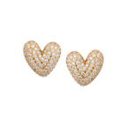 Her Jewels Anti Tarnish Gold-Plated AD Studded Heart Shaped Stud Earrings for Women & Girls