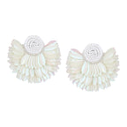 Her Jewels White Handmade Beaded Flower Earrings for Women & Girls – Elegant Floral Design, Lightweight Unique Jewelry