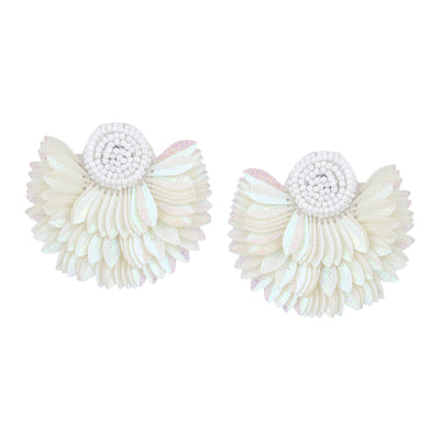 Her Jewels White Handmade Beaded Flower Earrings for Women & Girls – Elegant Floral Design, Lightweight Unique Jewelry