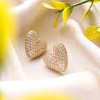 Her Jewels Anti Tarnish Gold-Plated AD Studded Heart Shaped Stud Earrings for Women & Girls