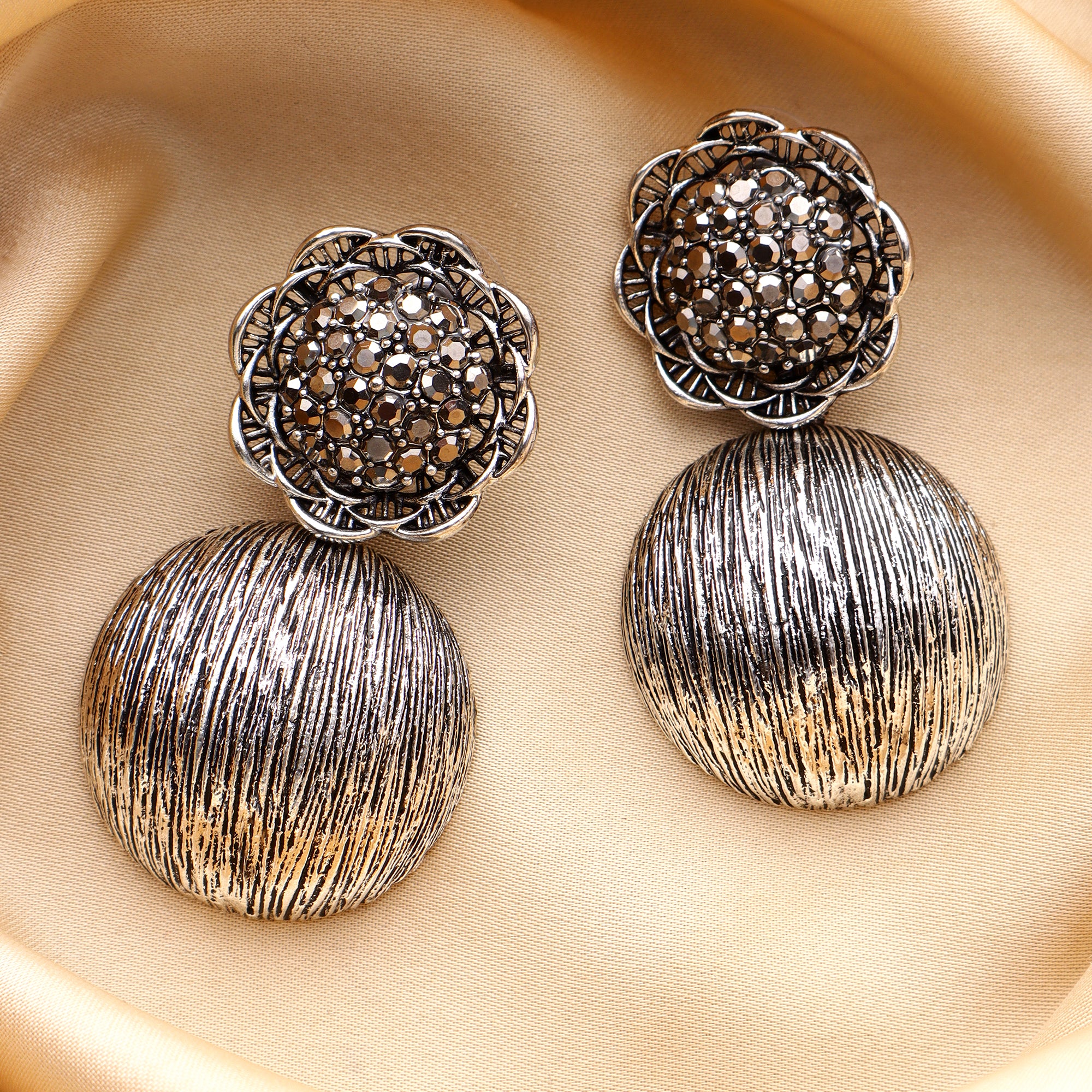 Her Jewels Antique Drop Design Dangler Earrings for Women & Girls – Dusky Finish, Elegant & Hypoallergenic Jewelry