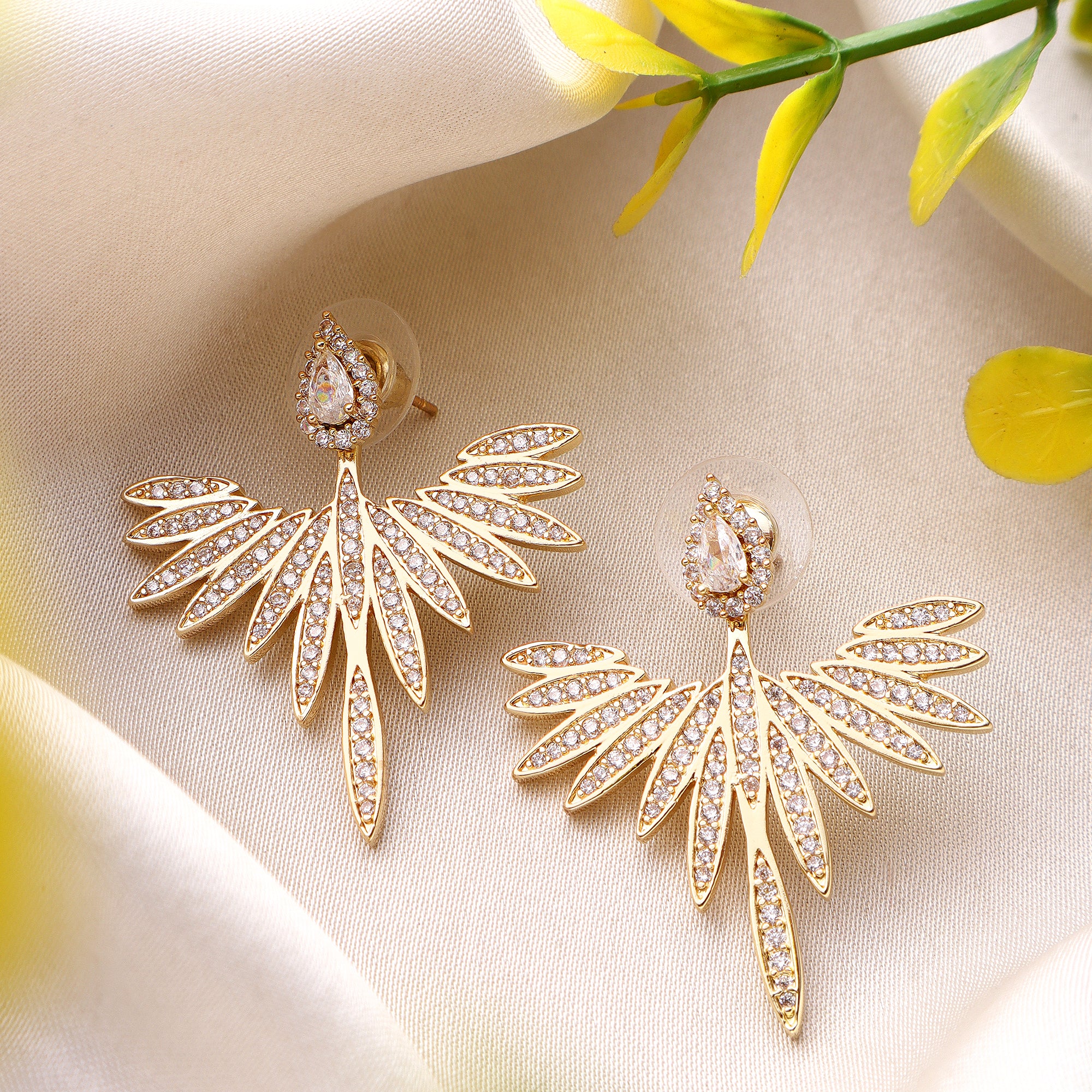 Her Jewels Gold Studded Eagle Shaped Earrings for Women & Girls – Elegant Lightweight Stainless Steel Statement Jewelry