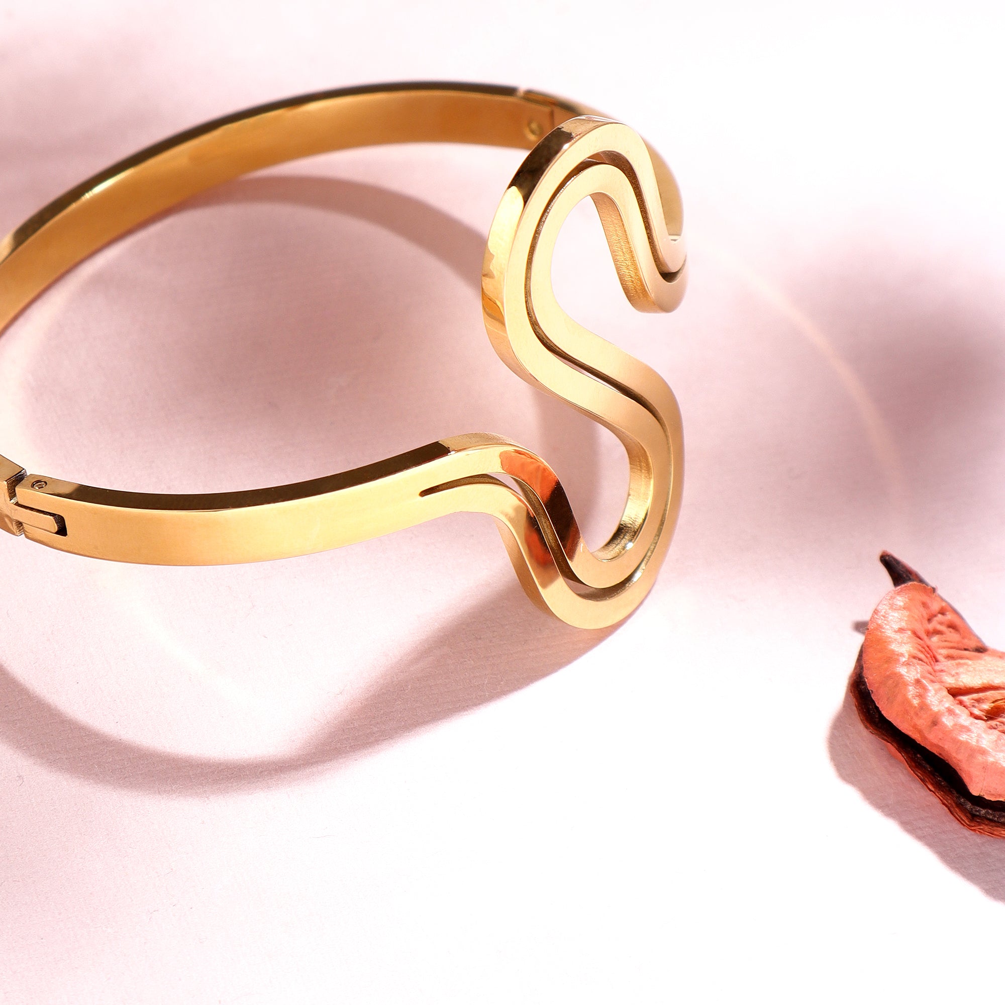 Her Jewels Anti-Tarnish Stainless Layer S-Shape Hollow Design Gold Plated Bracelet for Women & Girls