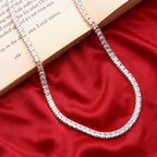 Stunning Moissanite Tennis Rose Gold Necklace for Women & Girls