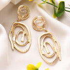 Her Jewels Gold Geometric Hollow Drop Earrings for Women & Girls – Stylish & Hypoallergenic