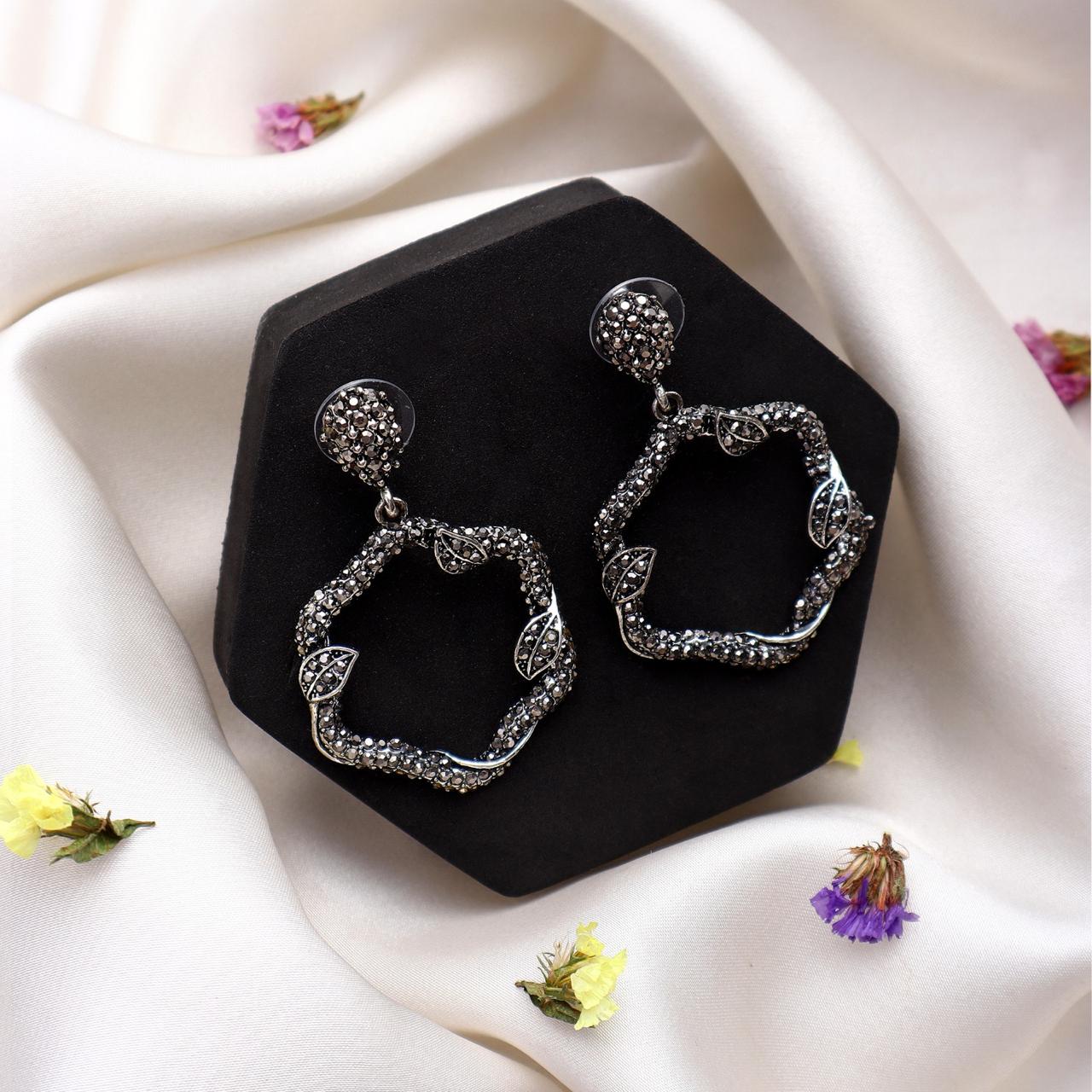 Her Jewels Turkish Leaf Design Dangler Earrings for Women & Girls – Dusky Finish, Antique Style & Hypoallergenic