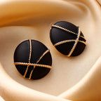 Her Jewels Black & Gold Geometric Round Earrings for Women & Girls – Stylish & Hypoallergenic