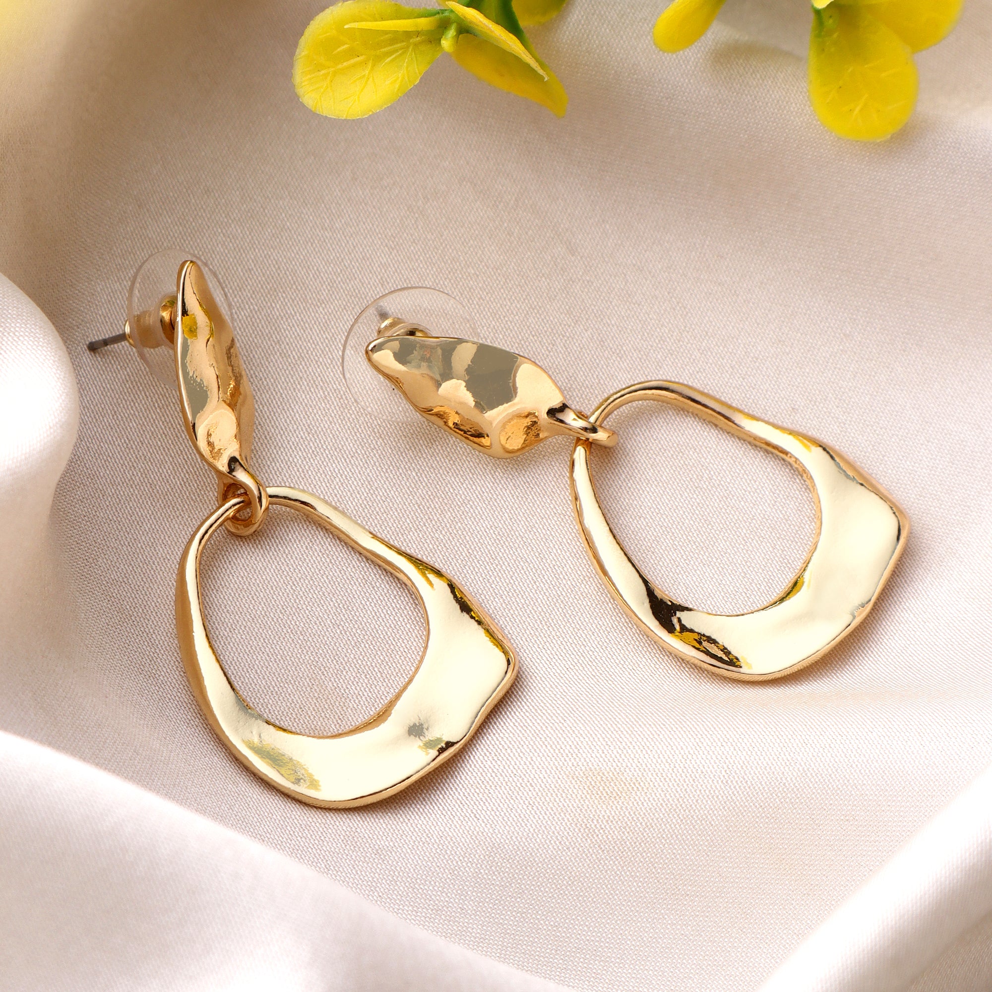 Her Jewels Anti Tarnish Gold Plated Geometric Drop Korean Design Earrings for Women & Girls