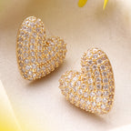 Her Jewels Anti Tarnish Gold-Plated AD Studded Heart Shaped Stud Earrings for Women & Girls