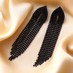 Her Jewels Black Rhinestone Tassel Drop Dangler Earrings for Women & Girls – Chandelier Style