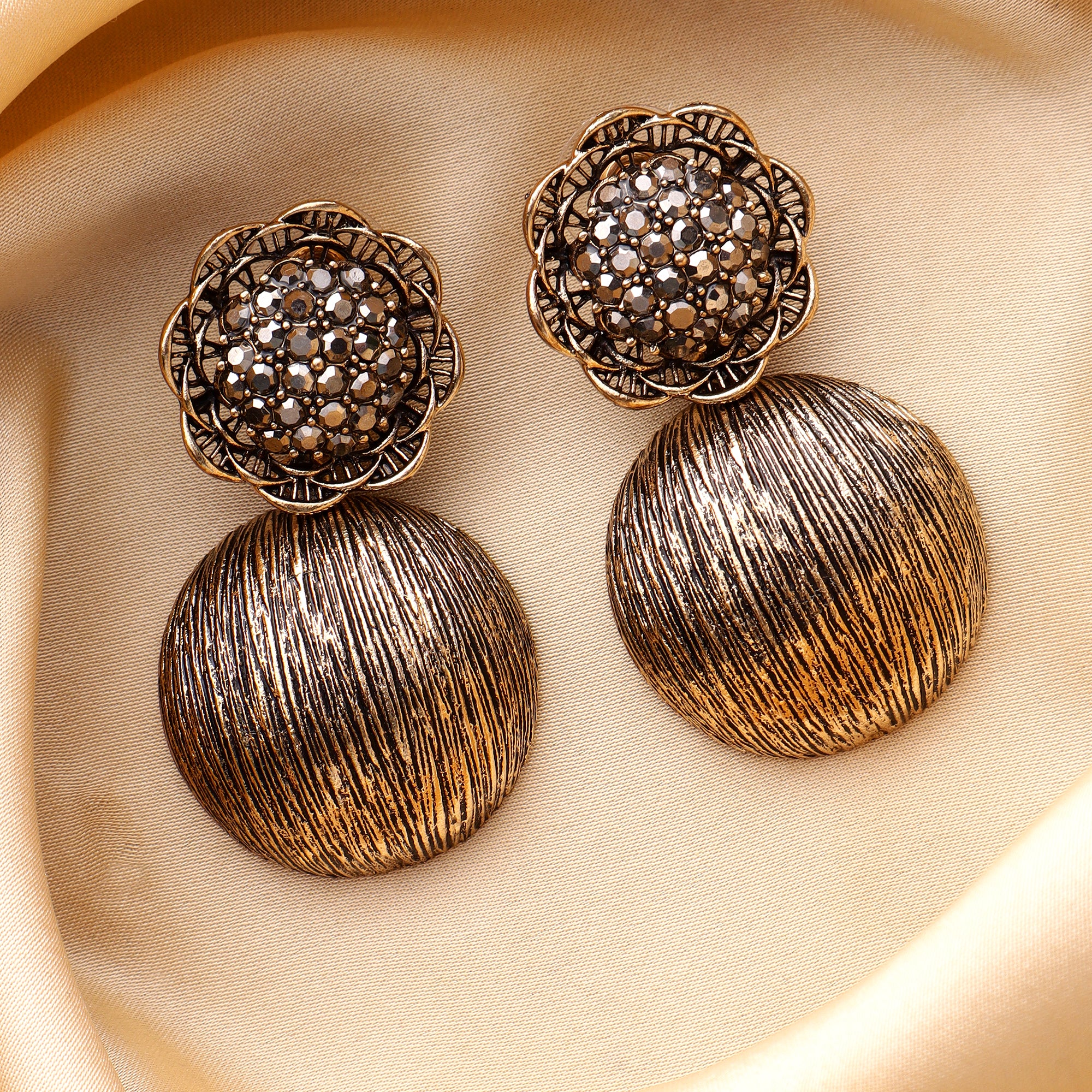 Her Jewels Gold Plated Drop Design Dangler Earrings for Women & Girls – Elegant Antique Style