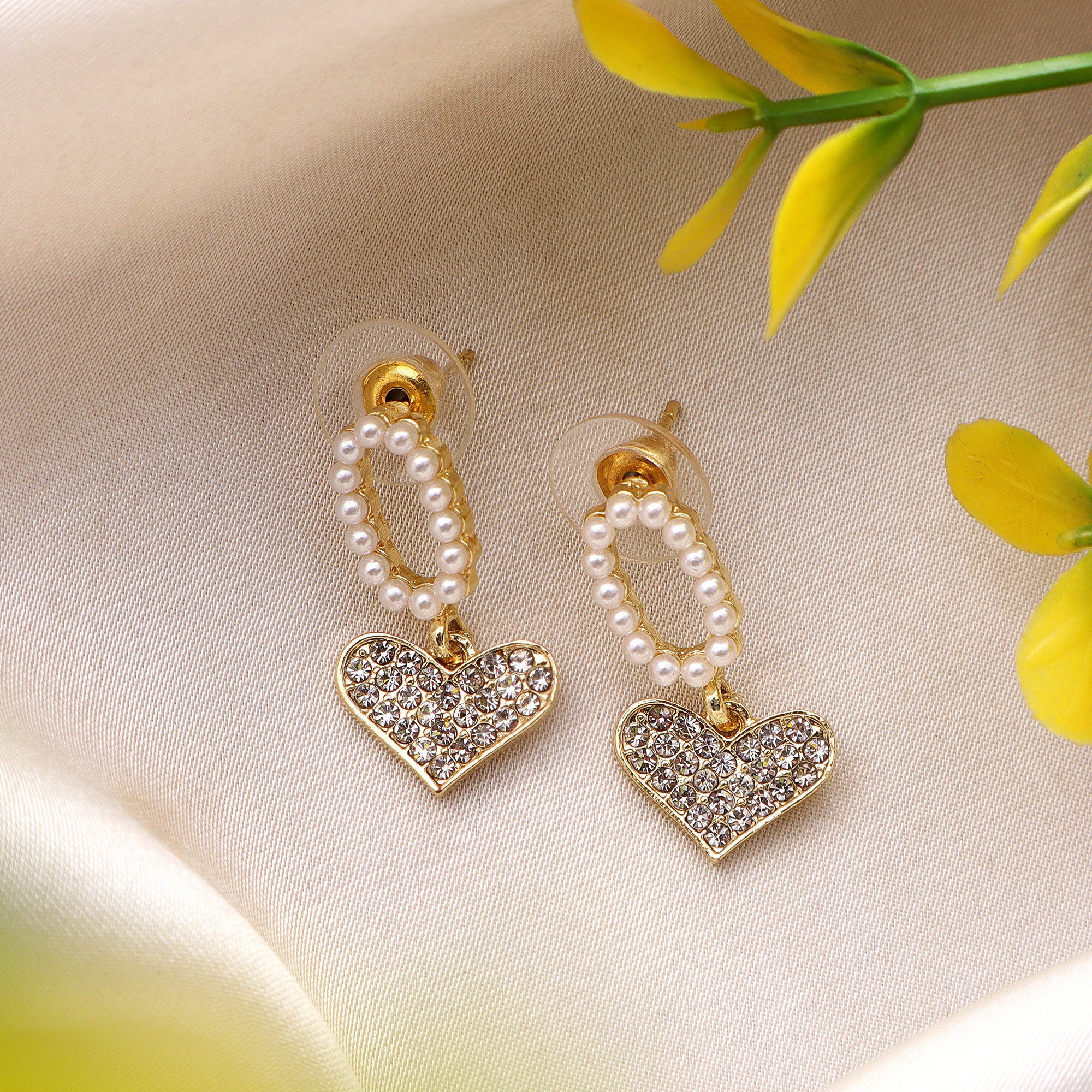 Her Jewels Cute Minimal Studded Heart Shaped Korean Earrings for Women & Girls