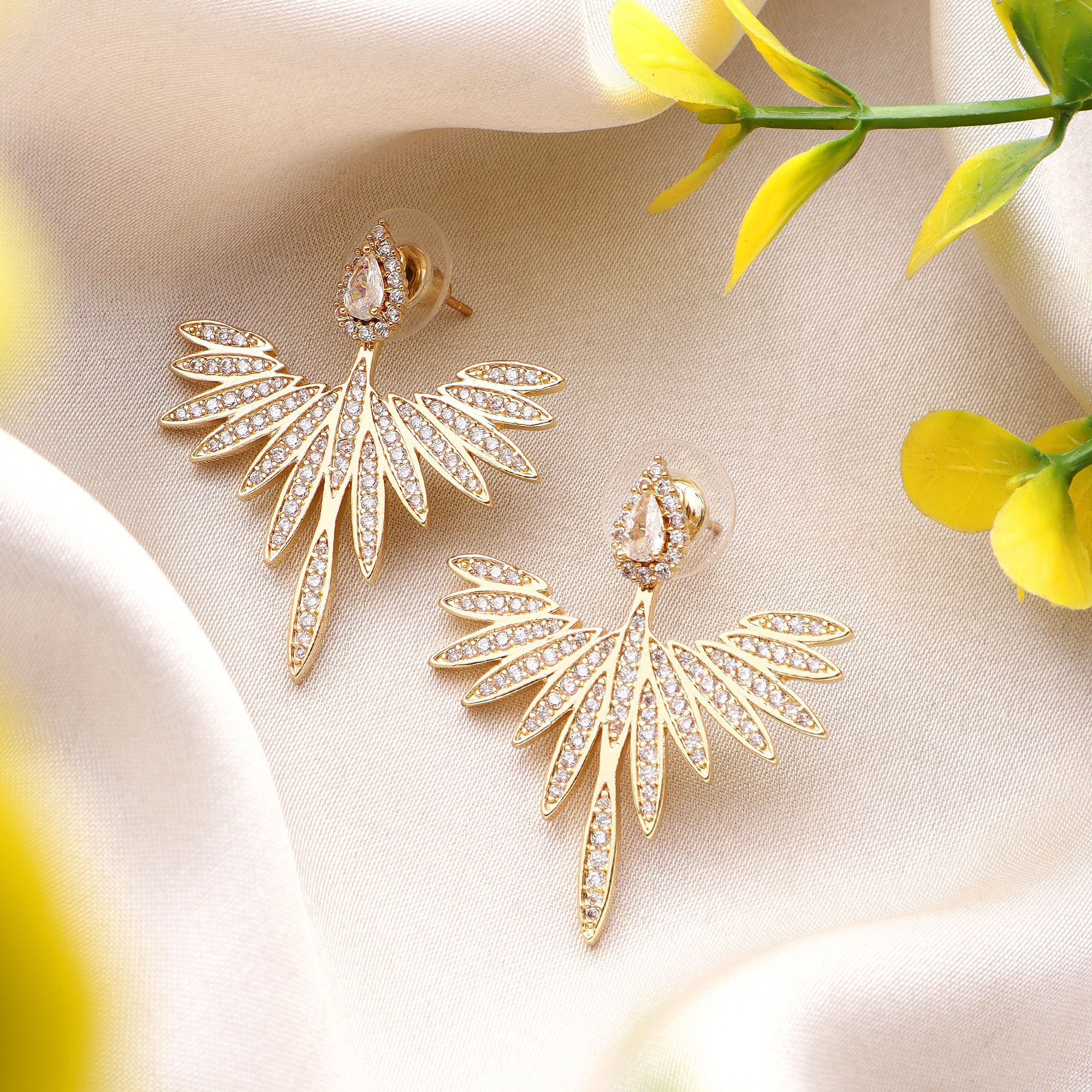 Her Jewels Gold Studded Eagle Shaped Earrings for Women & Girls – Elegant Lightweight Stainless Steel Statement Jewelry