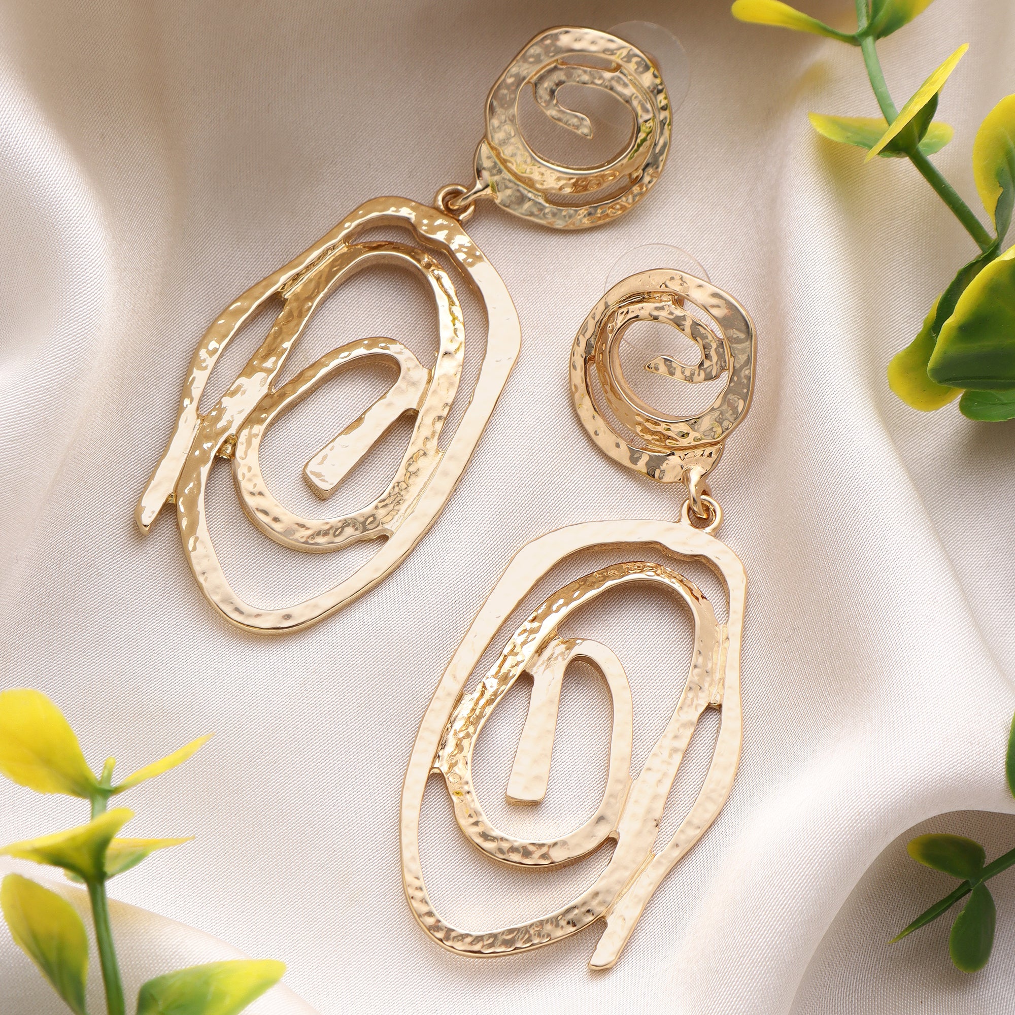 Her Jewels Gold Geometric Hollow Drop Earrings for Women & Girls – Stylish & Hypoallergenic