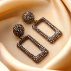 Her Jewels Gold Plated Antique Rectangle Dangler Earrings for Women & Girls – Elegant Hypoallergenic Alloy Jewelry