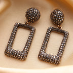 Her Jewels Gold Plated Antique Rectangle Dangler Earrings for Women & Girls – Elegant Hypoallergenic Alloy Jewelry