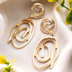 Her Jewels Gold Geometric Hollow Drop Earrings for Women & Girls – Stylish & Hypoallergenic