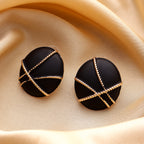 Her Jewels Black & Gold Geometric Round Earrings for Women & Girls – Stylish & Hypoallergenic