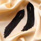 Her Jewels Black Rhinestone Tassel Drop Dangler Earrings for Women & Girls – Chandelier Style