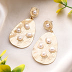Her Jewels Gold Tone Faux Pearl Disc Drop Earrings for Women & Girls – Elegant & Hypoallergenic