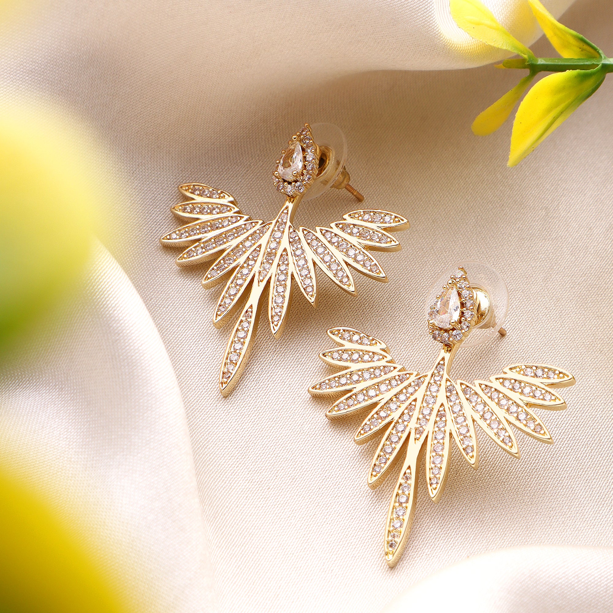 Her Jewels Gold Studded Eagle Shaped Earrings for Women & Girls – Elegant Lightweight Stainless Steel Statement Jewelry