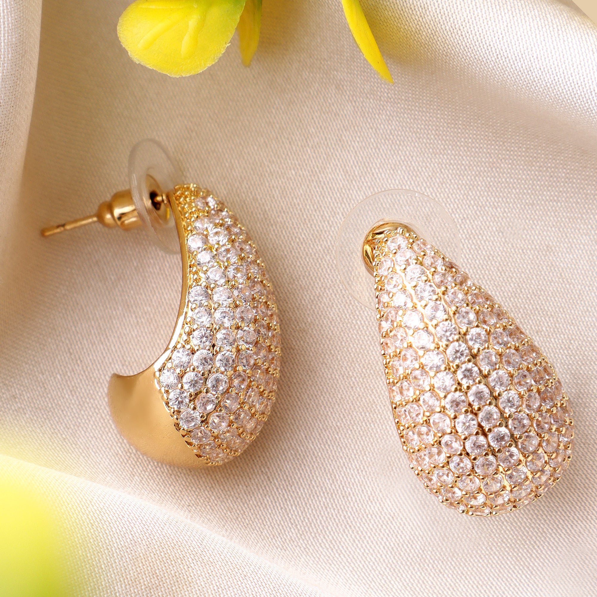 Her Jewels Gold Plated Teardrop Earrings for Women & Girls – Sparkling AD & Cubic Zirconia Studded Lightweight Jewelry