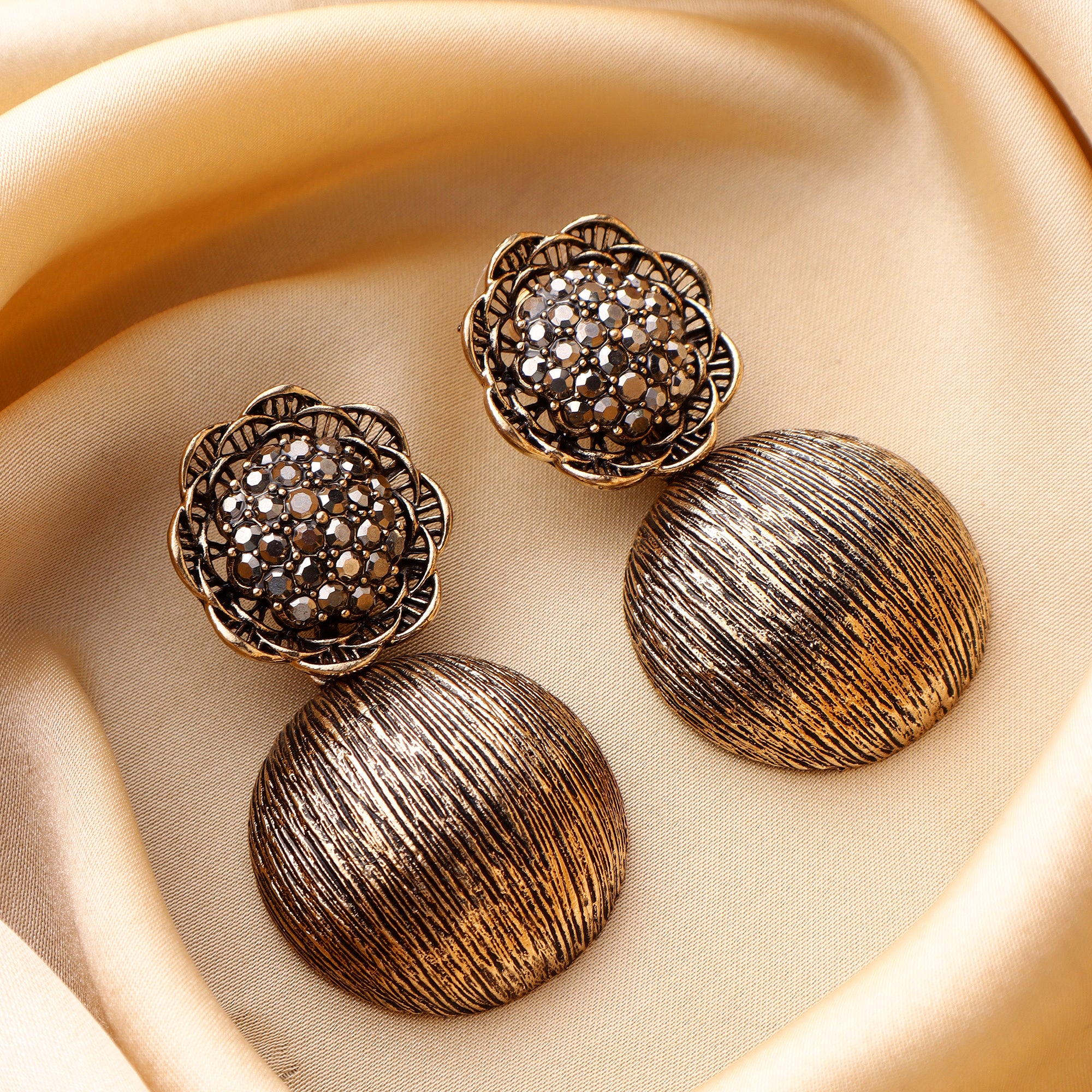 Her Jewels Gold Plated Drop Design Dangler Earrings for Women & Girls – Elegant Antique Style