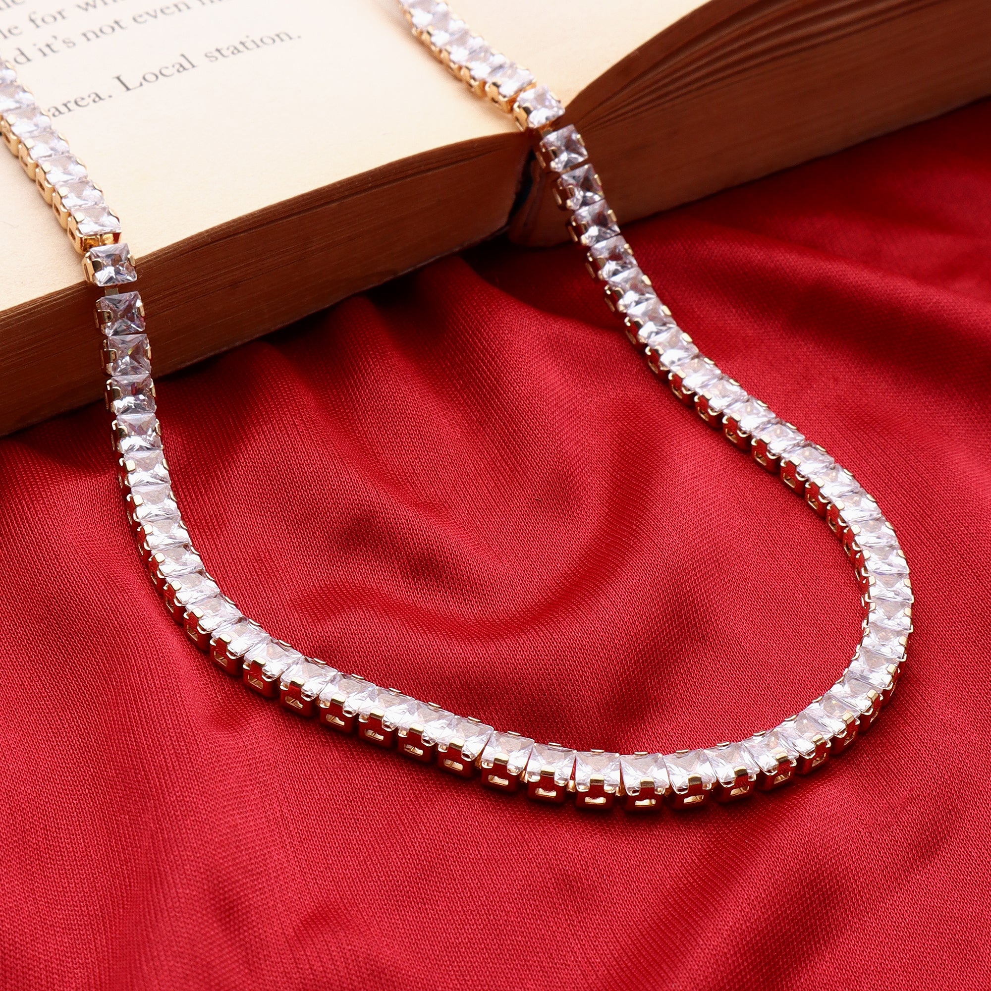 Stunning Moissanite Tennis Rose Gold Necklace for Women & Girls