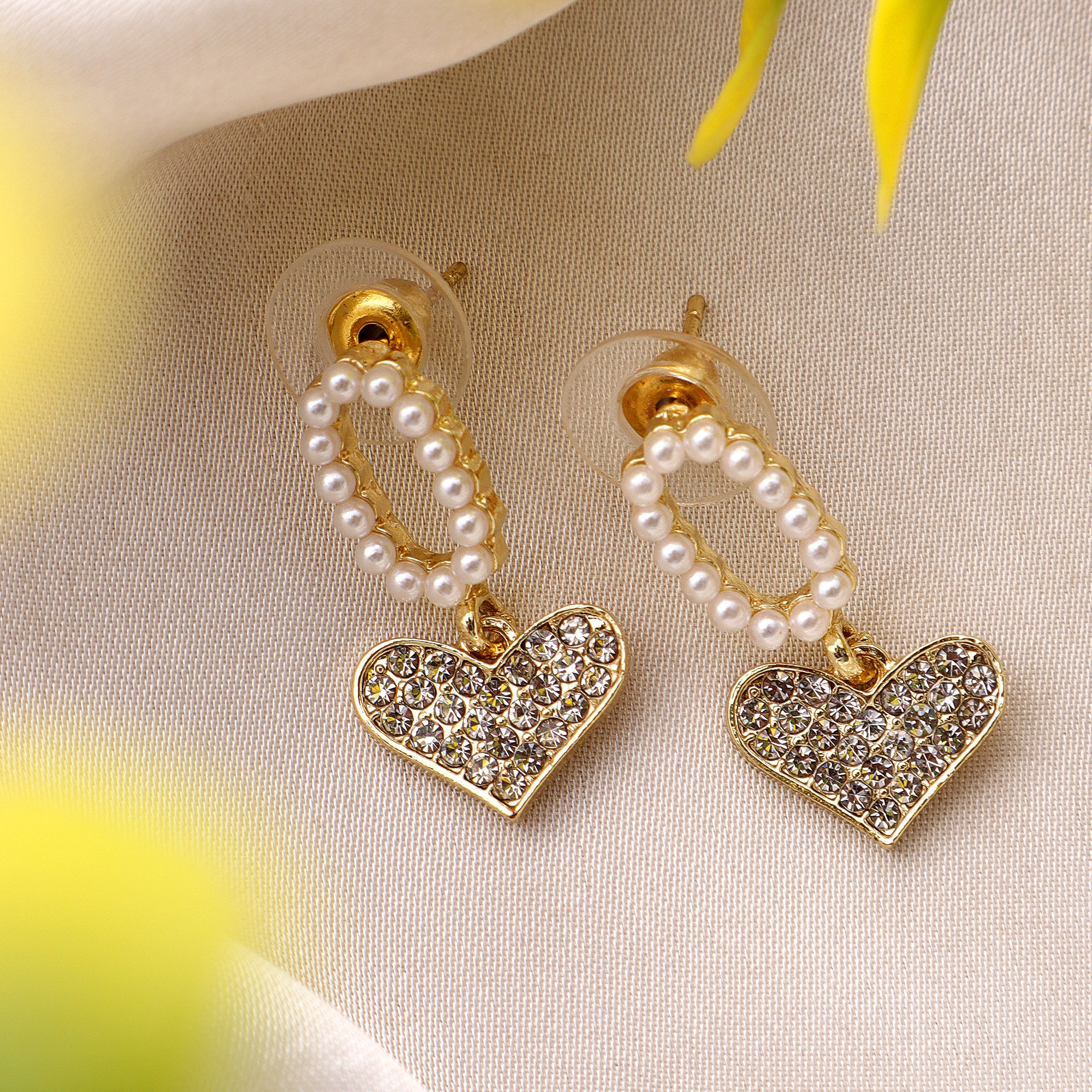 Her Jewels Cute Minimal Studded Heart Shaped Korean Earrings for Women & Girls