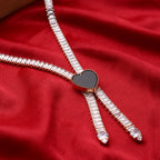 Stunning Rhodium Plated Cubic Zirconia Studded Rose Gold Necklace With a Black Heart for Women & Girls
