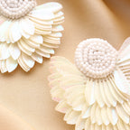 Her Jewels White Handmade Beaded Flower Earrings for Women & Girls – Elegant Floral Design, Lightweight Unique Jewelry