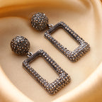 Her Jewels Antique Rectangle Shaped Dangler Earrings for Women & Girls – Elegant Alloy Jewelry, Hypoallergenic & Unique Design