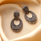 Her Jewels Gold Plated Oval Dangler Earrings for Women & Girls – Elegant Hypoallergenic Alloy Jewelry