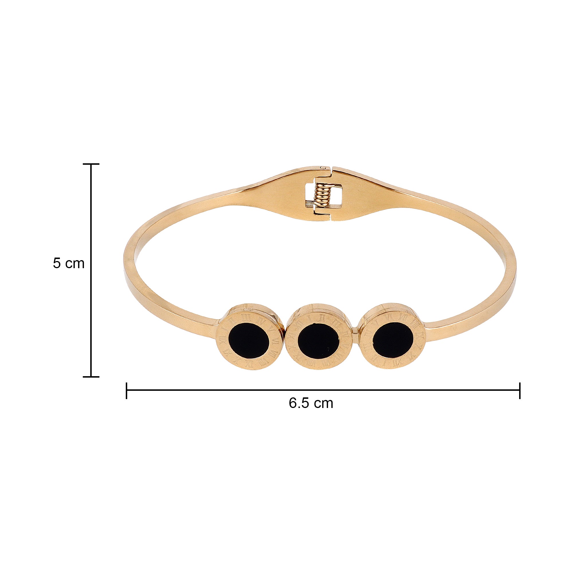 Anti-Tarnish Stainless Steel Roman Numerals Bracelet for Women & Girls – Black & Golden Elegance