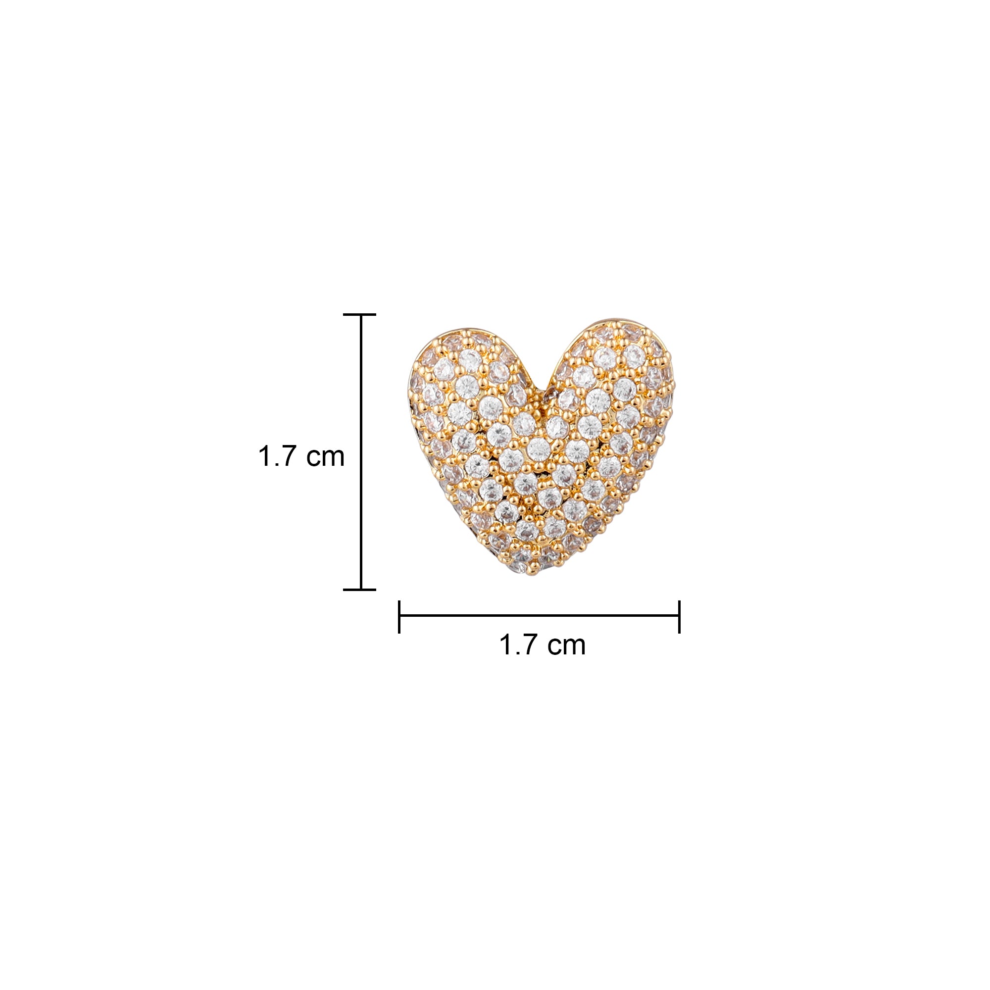 Her Jewels Anti Tarnish Gold-Plated AD Studded Heart Shaped Stud Earrings for Women & Girls