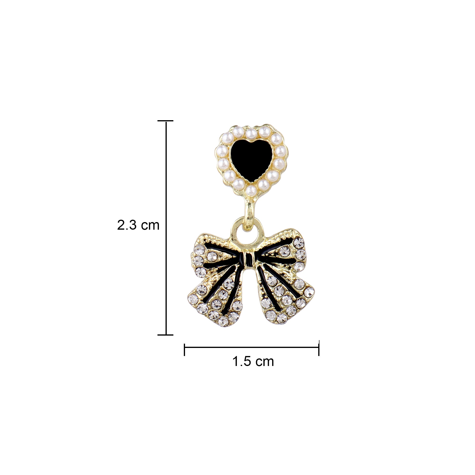 Her Jewels Black Heart Bow Tie Drop Korean Earrings for Women & Girls